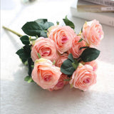 Maxbell Artificial French Rose Flower Bouquet Wedding Home Floral Decor Pink