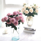 Maxbell Artificial French Rose Flower Bouquet Wedding Home Floral Decor White