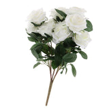 Maxbell Artificial French Rose Flower Bouquet Wedding Home Floral Decor White