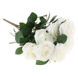 Maxbell Artificial French Rose Flower Bouquet Wedding Home Floral Decor White