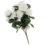 Maxbell Artificial French Rose Flower Bouquet Wedding Home Floral Decor White
