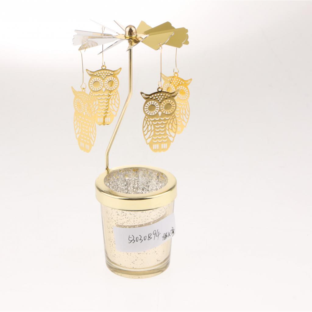 Maxbell Romantic Rotating Candle Holder Stand   Tealight Candlestick Owl