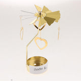 Maxbell Maxbell Christmas Decor Rotating Candle Tea Light Holder Candlestick Gold Heart