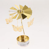 Maxbell Maxbell Christmas Decor Rotating Candle Tea Light Holder Candlestick Gold Butterfly