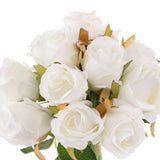 Maxbell Artificial 12 Branch Rose Flower Bush Home Decor Wedding Floral White
