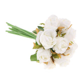 Maxbell Artificial 12 Branch Rose Flower Bush Home Decor Wedding Floral White