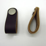 Maxbell 6x Handmade Leather Suitcase Handle Drawer Cabinet Leather Handle Pulls Knob