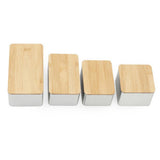 Maxbell Bamboo Lid Tea Storage Box Organizer Container Wood Tea Caddy Container F