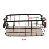 Maxbell Wrought Iron Storage Basket Snack Fruit Storage Basket with Handle Black