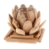 Maxbell Creative Wood Lotus Shaped Candle Holder Candlestick Tea Light Holder Decor