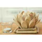 Maxbell Creative Wood Lotus Shaped Candle Holder Candlestick Tea Light Holder Decor