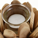 Maxbell Creative Wood Lotus Shaped Candle Holder Candlestick Tea Light Holder Decor