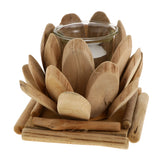 Maxbell Creative Wood Lotus Shaped Candle Holder Candlestick Tea Light Holder Decor