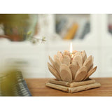 Maxbell Creative Wood Lotus Shaped Candle Holder Candlestick Tea Light Holder Decor