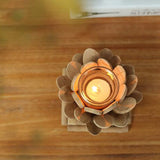 Maxbell Creative Wood Lotus Shaped Candle Holder Candlestick Tea Light Holder Decor