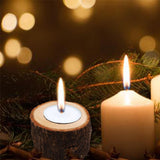 Maxbell 2pcs Tree Stump Wooden Candle Holder Tea Light Holder for Wedding Decor