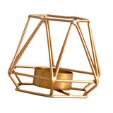 Maxbell 2pcs 3D Geometric Candle Holder Iron Frame Tealight Candle Candlestick Gold