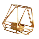 Maxbell 2pcs 3D Geometric Candle Holder Iron Frame Tealight Candle Candlestick Gold