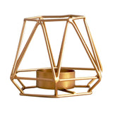 Maxbell 2pcs 3D Geometric Candle Holder Iron Frame Tealight Candle Candlestick Gold