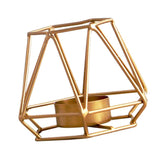 Maxbell 2pcs 3D Geometric Candle Holder Iron Frame Tealight Candle Candlestick Gold