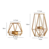 Maxbell 2pcs 3D Geometric Candle Holder Iron Frame Tealight Candle Candlestick Gold