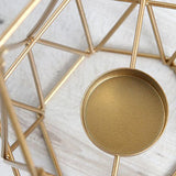 Maxbell 2pcs 3D Geometric Candle Holder Iron Frame Tealight Candle Candlestick Gold