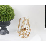 Maxbell 2pcs 3D Geometric Candle Holder Iron Frame Tealight Candle Candlestick Gold