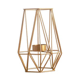 Maxbell 2pcs 3D Geometric Candle Holder Iron Frame Tealight Candle Candlestick Gold