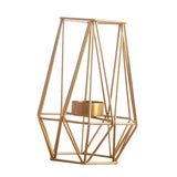 Maxbell 2pcs 3D Geometric Candle Holder Iron Frame Tealight Candle Candlestick Gold