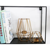 Maxbell 2pcs 3D Geometric Candle Holder Iron Frame Tealight Candle Candlestick Gold