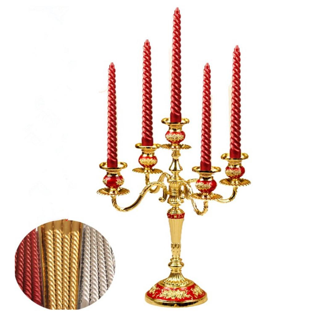 Maxbell Maxbell 2pcs Twisted Spiral Christmas Taper Wax Candle Candlelight Dinner Decor Red