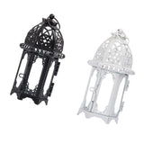 Maxbell 2 Piece Glass Tealight Candle Holder Wrought Iron Lantern Home Wedding Decor