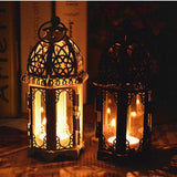 Maxbell 2 Piece Glass Tealight Candle Holder Wrought Iron Lantern Home Wedding Decor