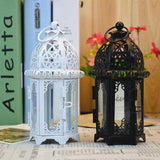 Maxbell 2x Glass Tealight Candle Holder Wrought Iron Lantern Wedding Decorations