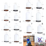 Maxbell 8 pcs Glass Dome Cloche with Wood Base Flower Landscape Holder Glass Cover