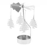 Maxbell 2pcs Christmas Rotating Candle Tea Light Holder Candlestick Snowflake/Tree