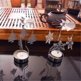 Maxbell 2pcs Christmas Rotating Candle Tea Light Holder Candlestick Snowflake/Tree