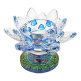 Maxbell Maxbell 7 Colors Buddhist Crystal Glass Tea Light Lotus Flower Candle Holder Blue