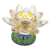 Maxbell Maxbell 7 Colors Buddhist Crystal Glass Tea Light Lotus Flower Candle Holder Yellow