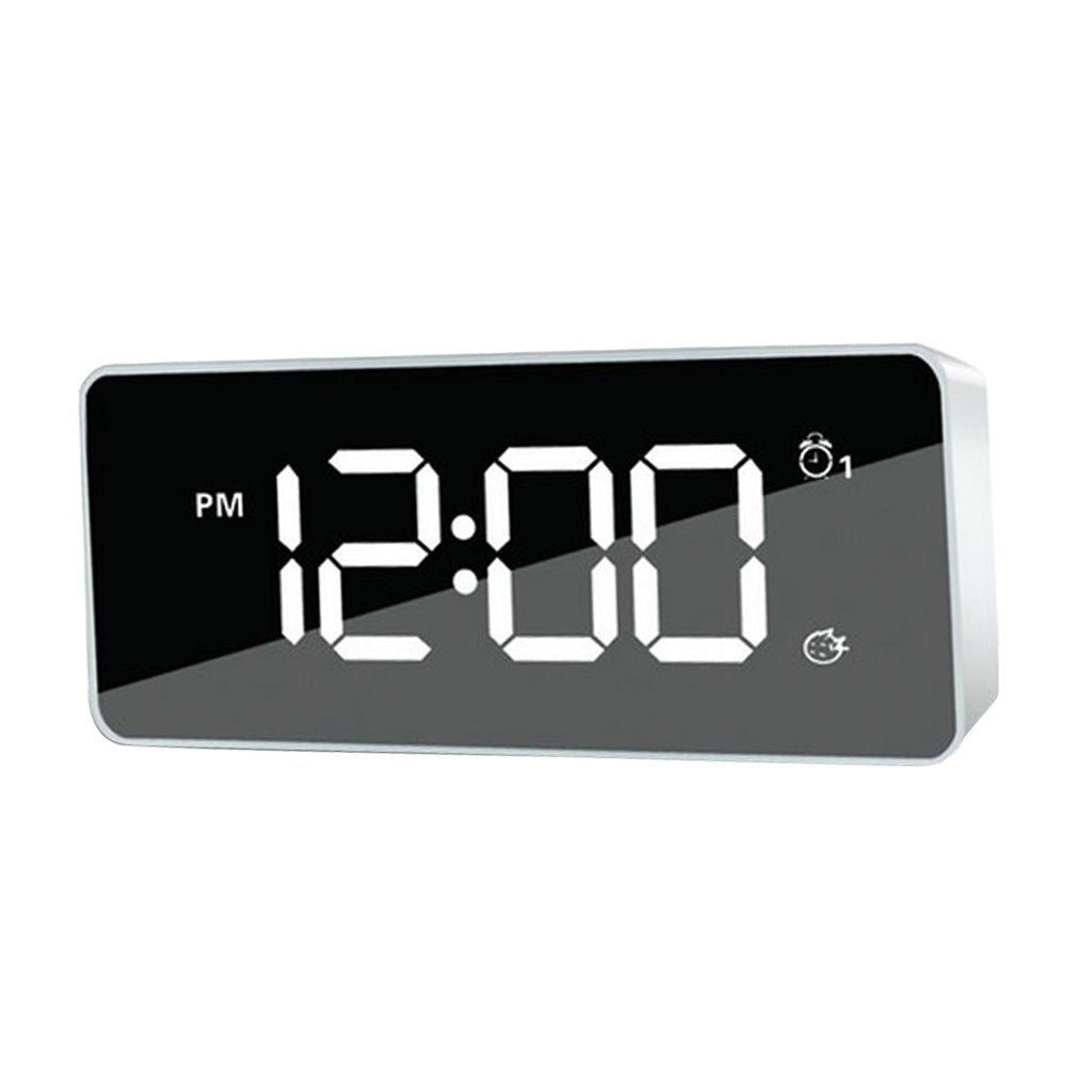 Maxbell Maxbell Dual USB Digital LED Clock Snooze Timer Mirror Alarm Clock Bedside Time White