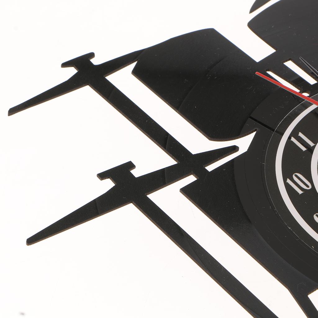 Maxbell Maxbell Decorative Battery Operated Vinyl Wall Clock for Bedroom Drums Black