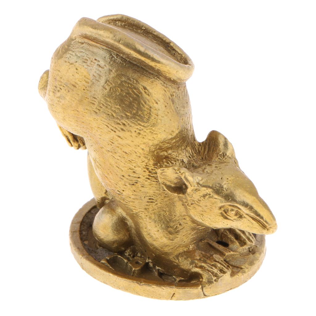 Maxbell Maxbell Solid Brass Chinese Zodiac Animal Figurine Ornament Lucky Statue Mouse
