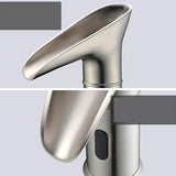 Maxbell Maxbell LED Light Deck Mounted Brushed Nickel Sense Faucet Bathroom Basin Cold Hot Mixer Tap