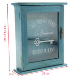Sundry Finishing Box Creative Wooden Key Box Cabinet with Three Hook Blue