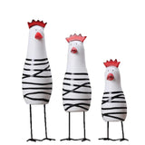 Chick Statues Figurines Set of 3, Wooden Painted Handmade Crafts for Garden - Aladdin Shoppers