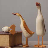 5x3pcs/set Painted Duck Statues Garden Yard Lawn Decor Hand Made Wooden Crafts