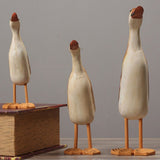 5x3pcs/set Painted Duck Statues Garden Yard Lawn Decor Hand Made Wooden Crafts