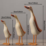 5x3pcs/set Painted Duck Statues Garden Yard Lawn Decor Hand Made Wooden Crafts