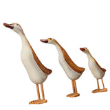 5x3pcs/set Painted Duck Statues Garden Yard Lawn Decor Hand Made Wooden Crafts