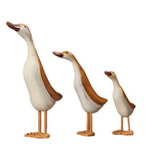 5x3pcs/set Painted Duck Statues Garden Yard Lawn Decor Hand Made Wooden Crafts
